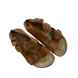 Birkenstock Unisex Milano Leather Sandals Shoes Brown Size 43 Men’s 10